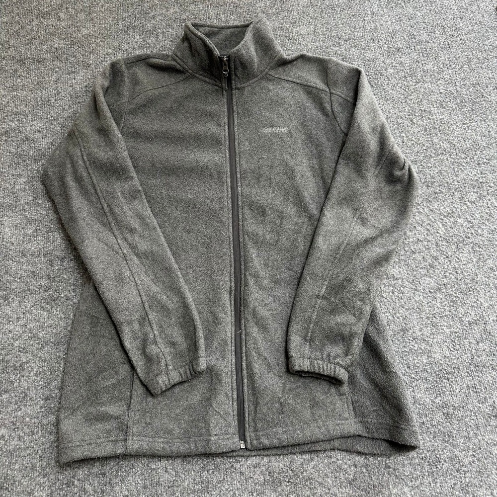Magellan Outdoors Fleece Jacket Womens Size XL Gray Full Zip Mock Neck Solid